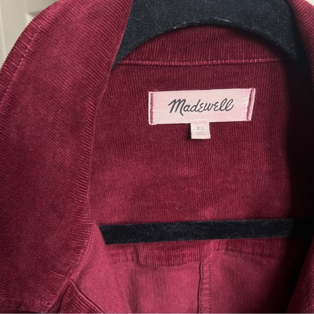 Madewell Shrunken Button-Front Corduroy Shirt Jacket in Dark Burgundy  Cabernet - Picture 6 of 9